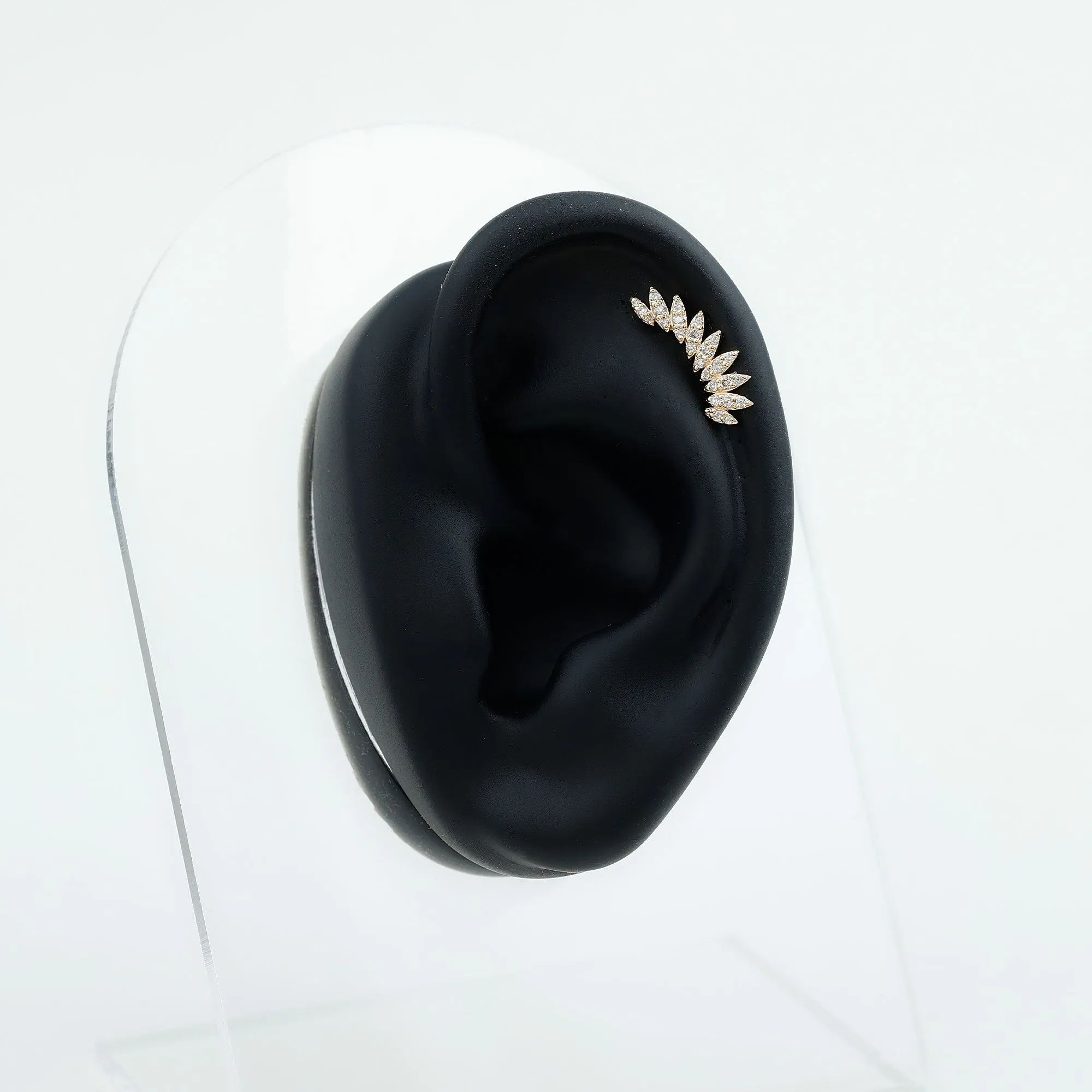 Natural Diamond Wing Crawler Earring for Helix Piercing