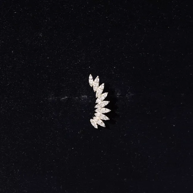Natural Diamond Wing Crawler Earring for Helix Piercing