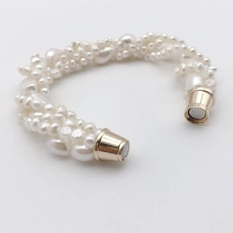 Natural Freshwater Twisted Pearl Accent Bracelets