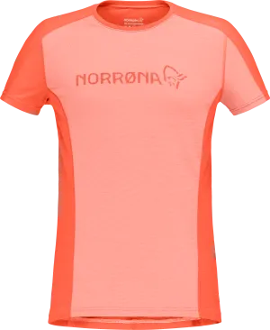 Norrøna Women&#x27;s Falketind Equaliser Merino T-Shirt Peach Amber/Orange Alert | Buy Norrøna Women&#x27;s Falketind Equaliser Merino T-Shirt Peach Amber/Orange Alert here | Outnorth