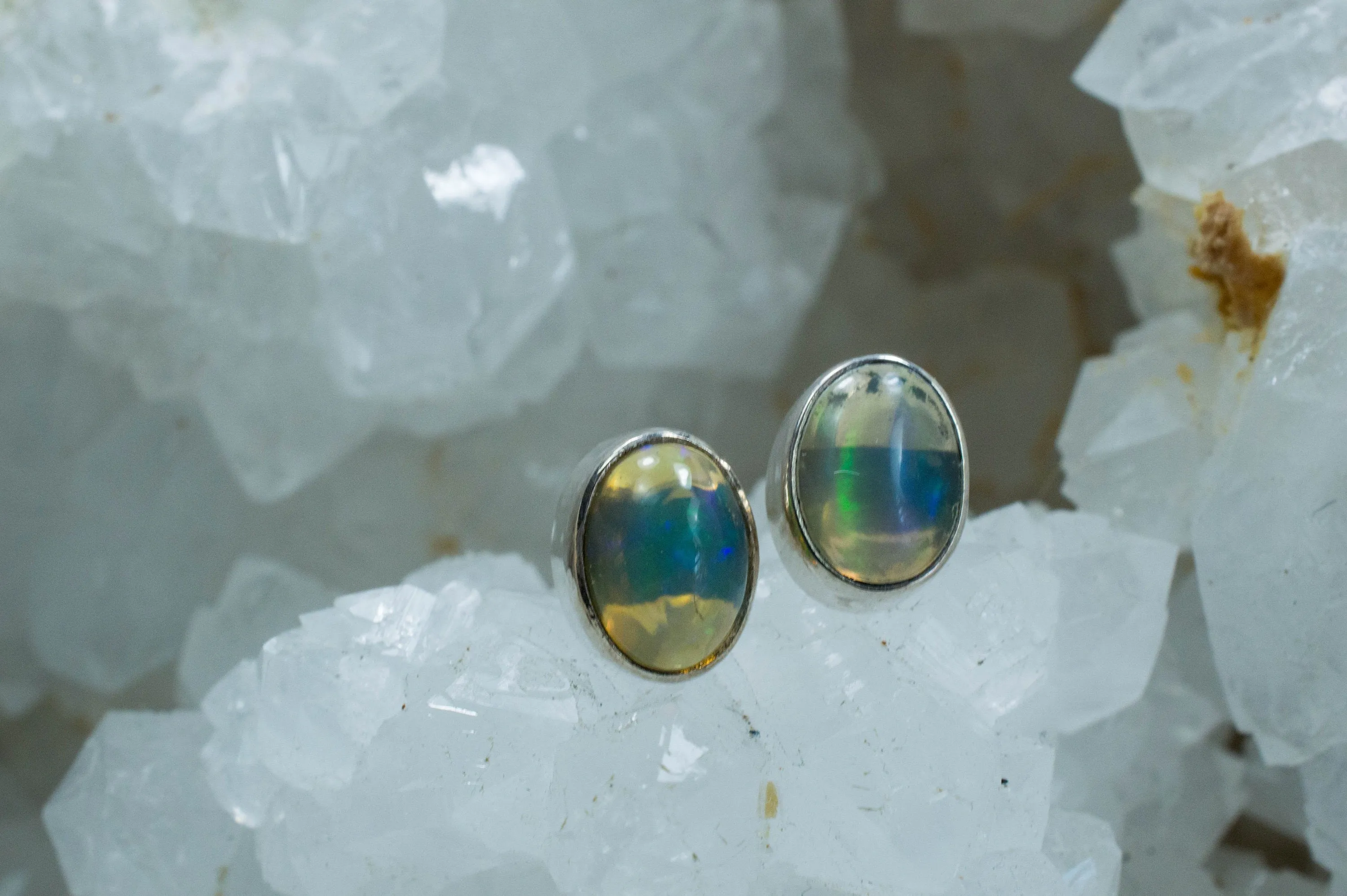 Opal Earrings; Genuine Untreated Ethiopian Opal
