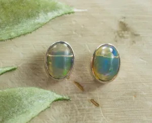 Opal Earrings; Genuine Untreated Ethiopian Opal