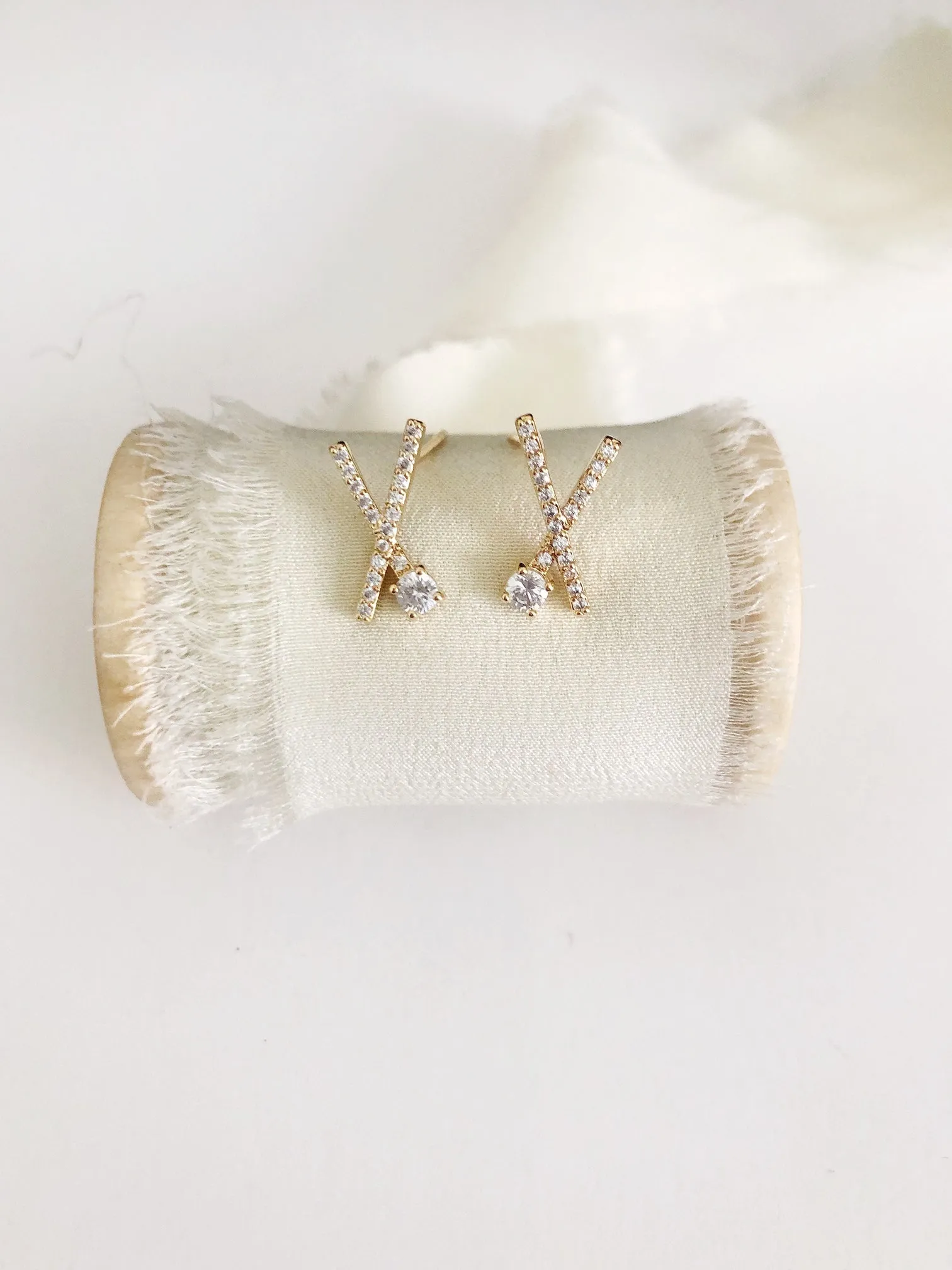 Ophelia Modern Diamond Stud Wedding Earrings