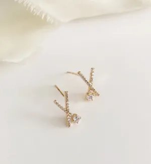 Ophelia Modern Diamond Stud Wedding Earrings