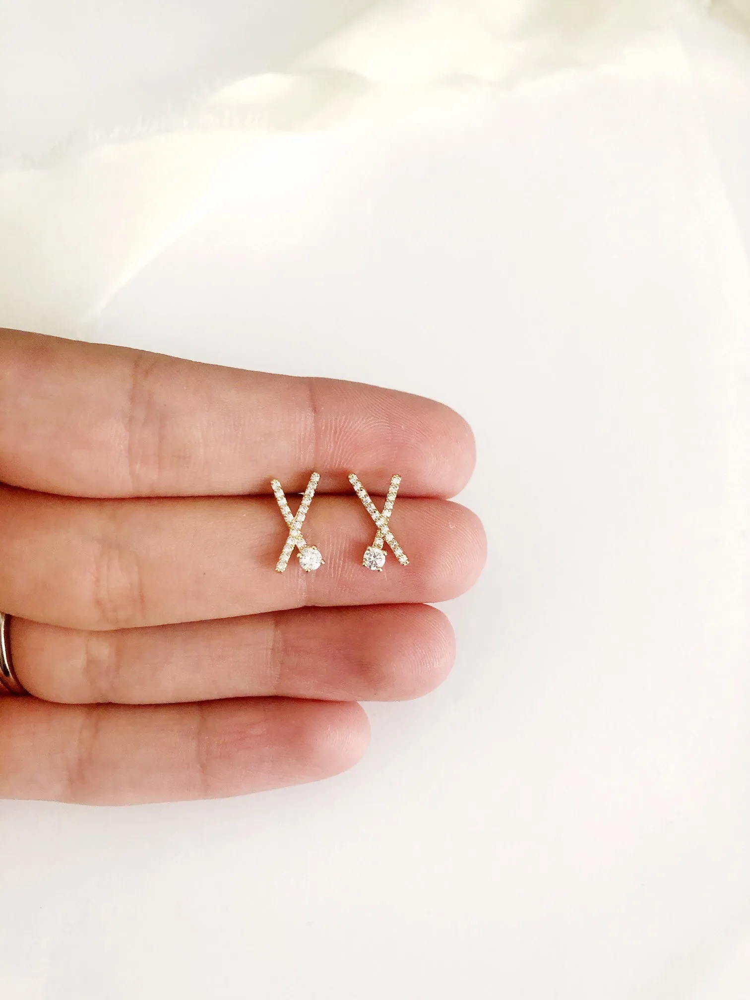 Ophelia Modern Diamond Stud Wedding Earrings