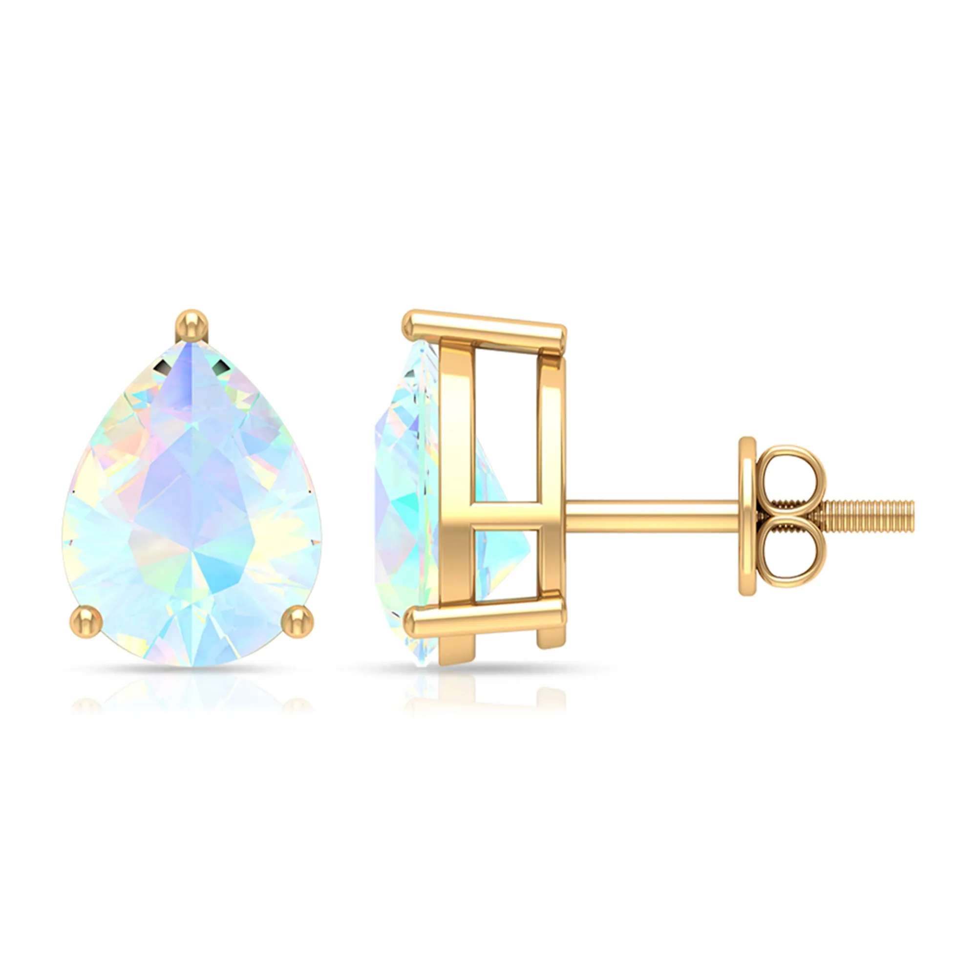 Pear Cut Ethiopian Opal Solitaire Stud Earrings
