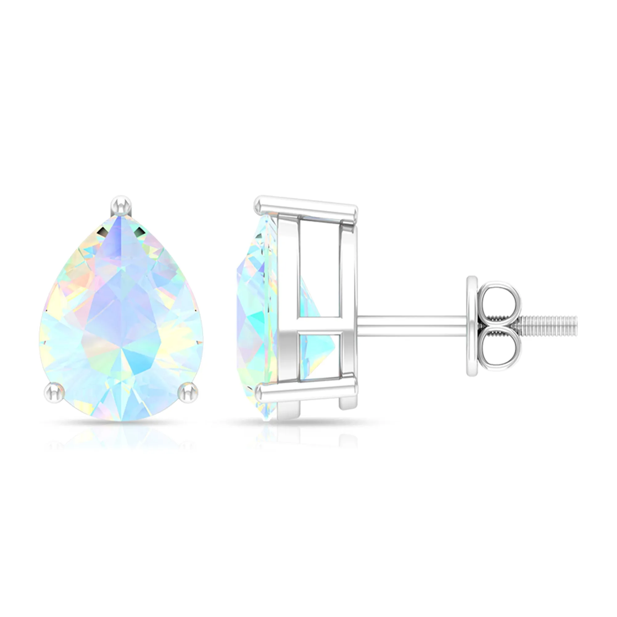 Pear Cut Ethiopian Opal Solitaire Stud Earrings
