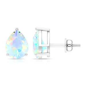 Pear Cut Ethiopian Opal Solitaire Stud Earrings