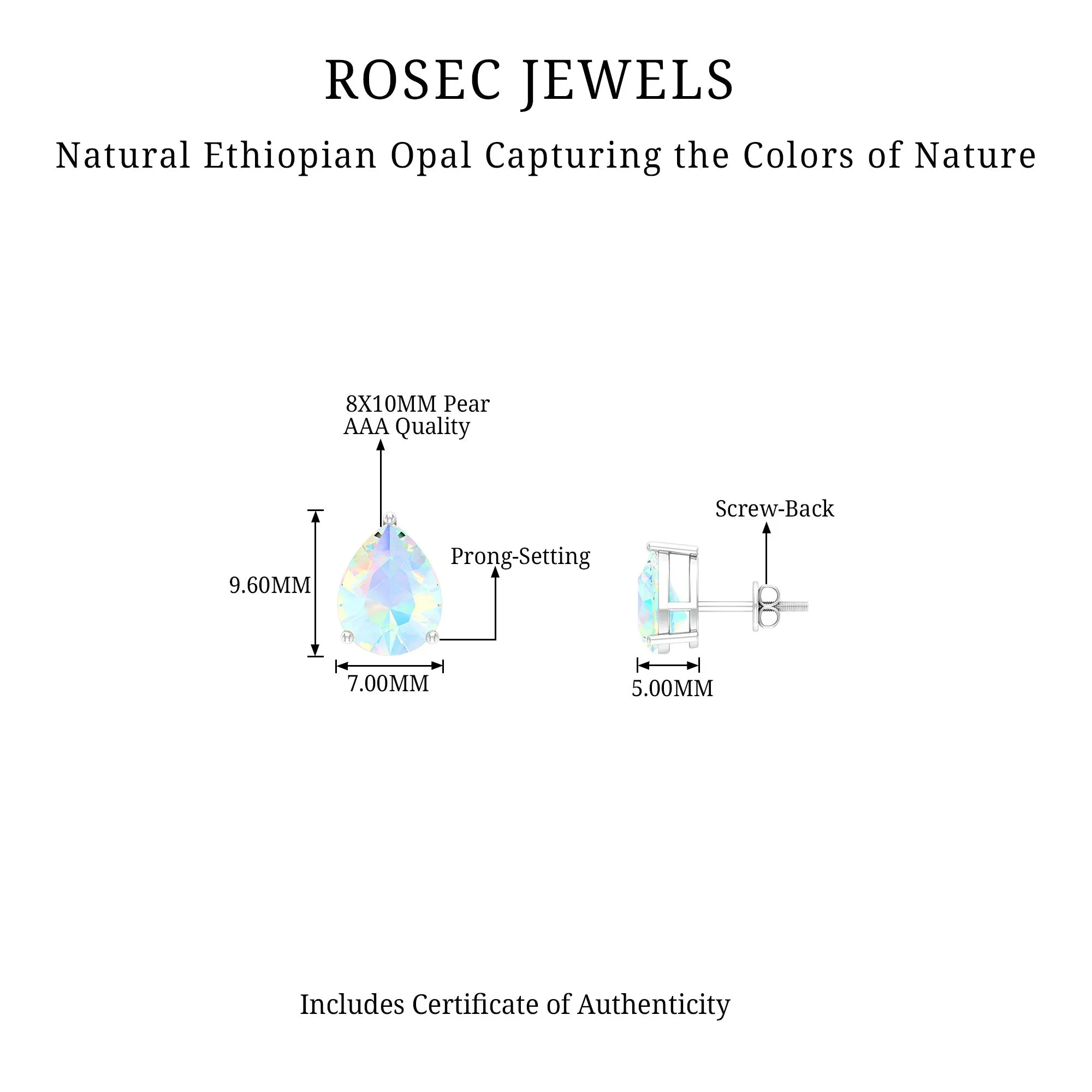 Pear Cut Ethiopian Opal Solitaire Stud Earrings