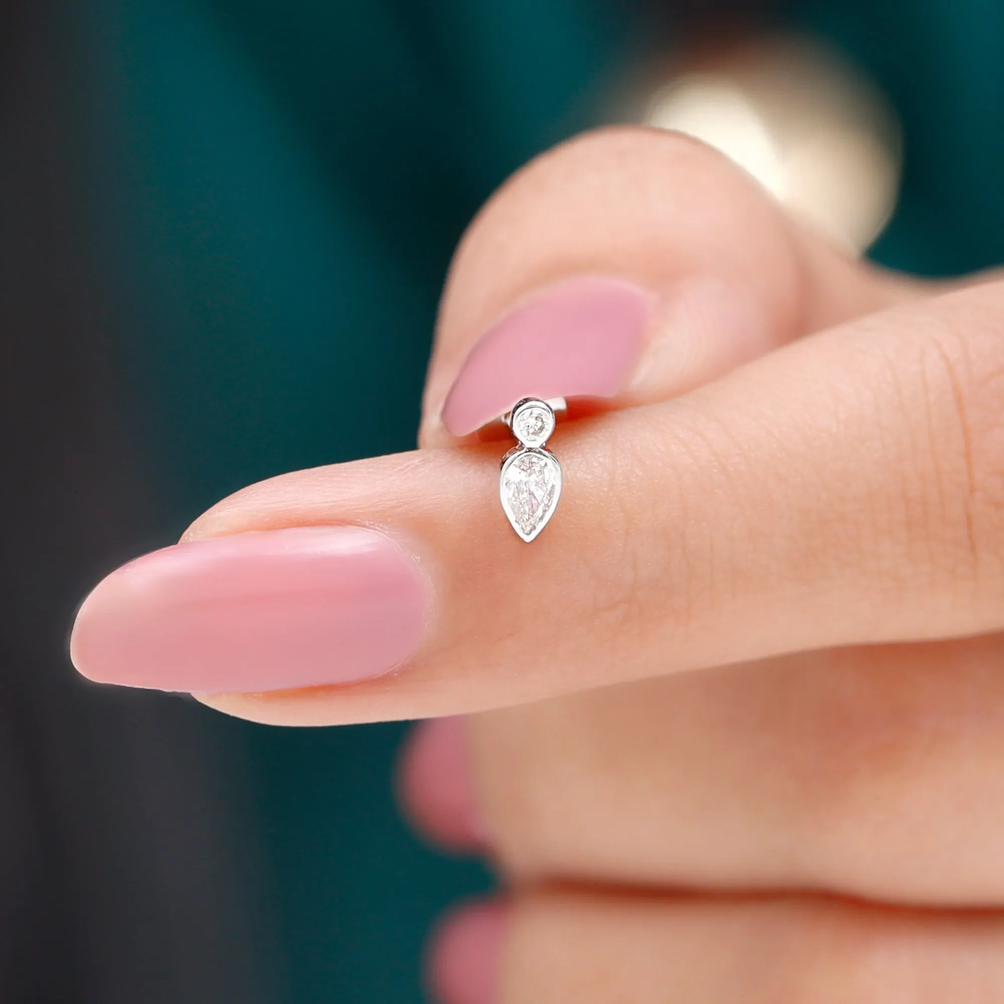 Pear Shape Diamond Two Stone Helix Earring