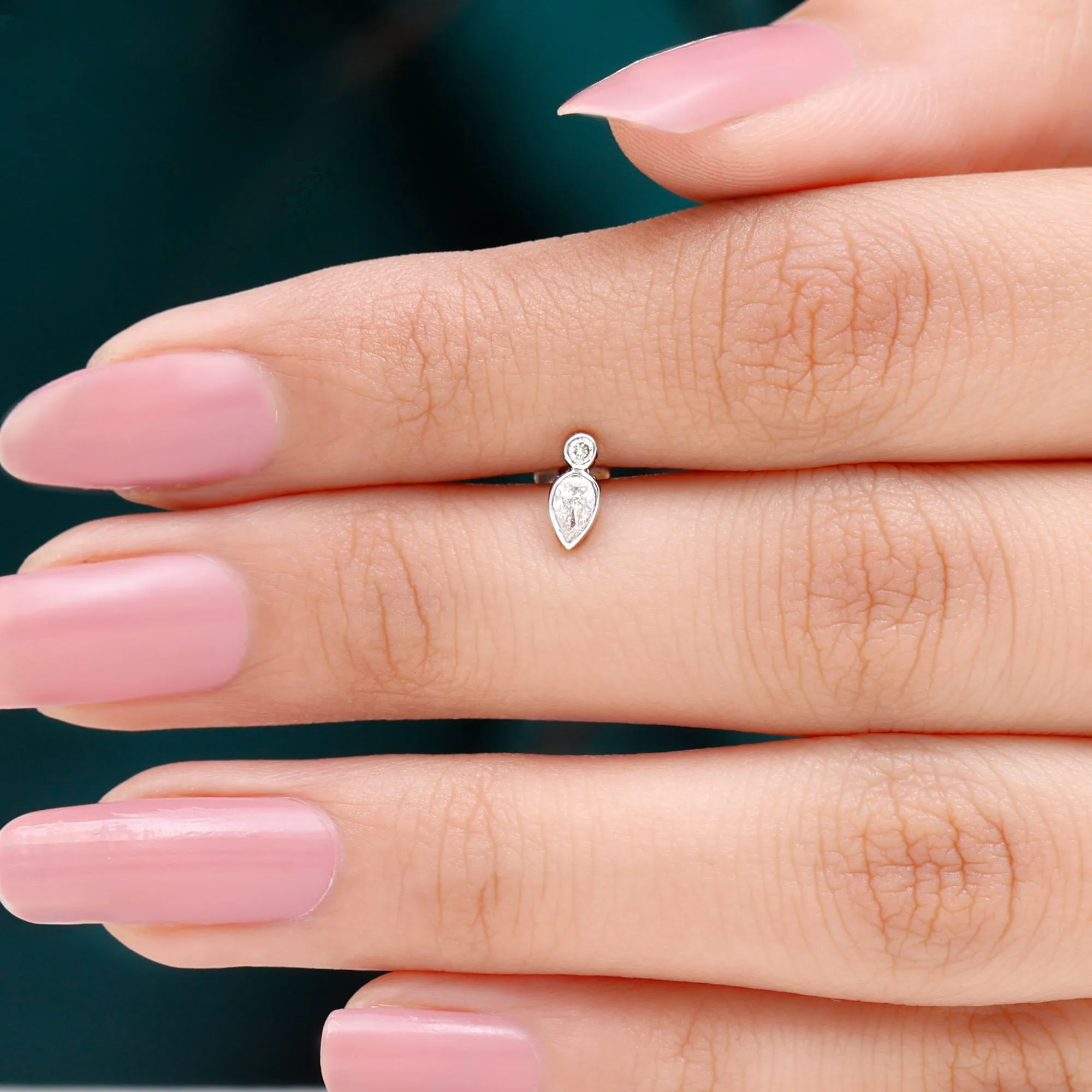 Pear Shape Diamond Two Stone Helix Earring