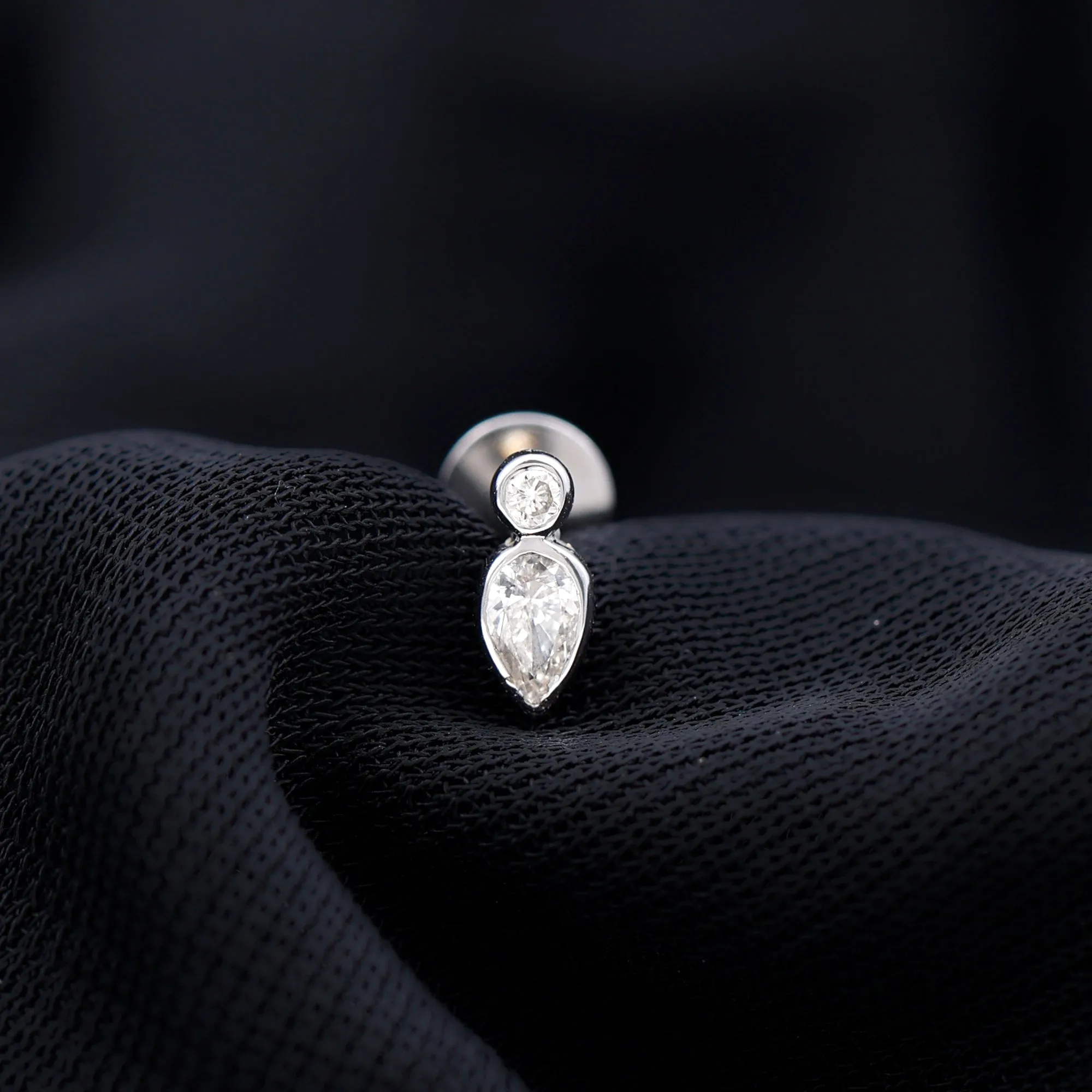 Pear Shape Diamond Two Stone Helix Earring