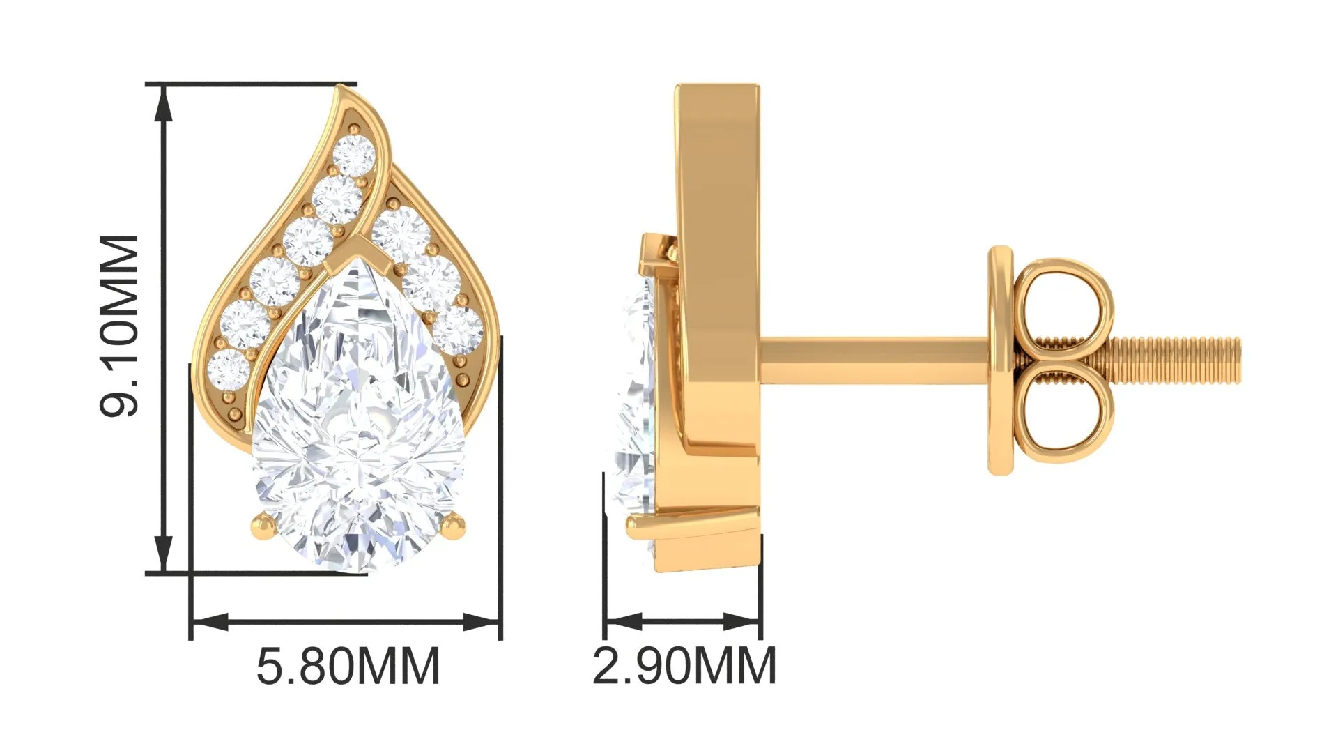 Pear Shape Lab Grown Diamond Classic Stud Earrings