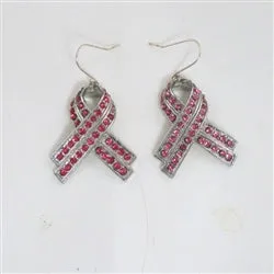 Pink Ribbon Awareness Rhinestone Earrings