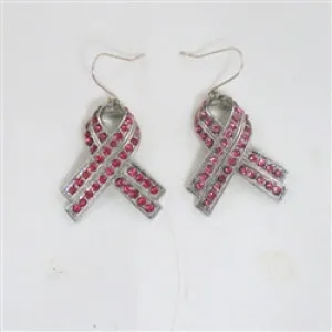 Pink Ribbon Awareness Rhinestone Earrings