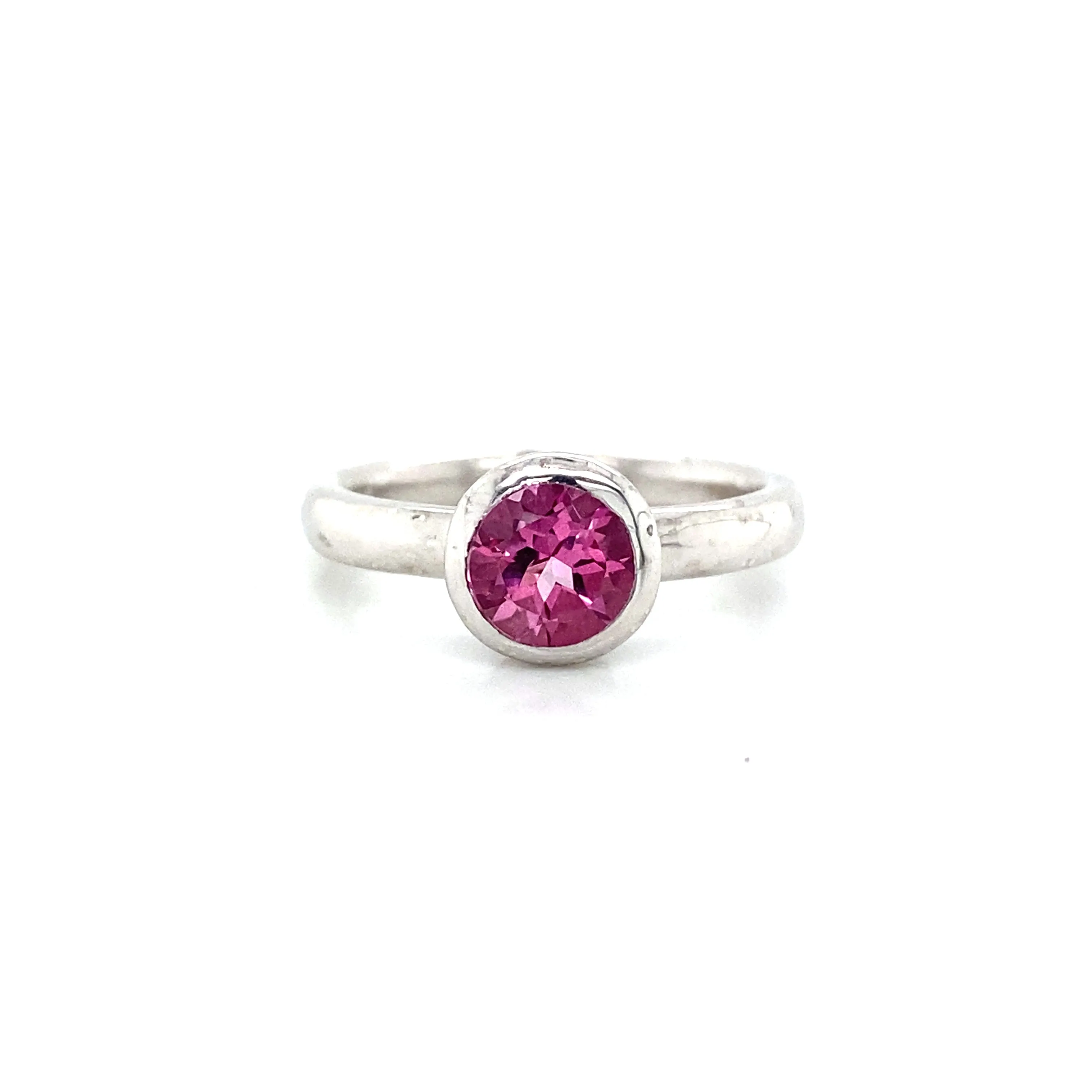 Pink Topaz Solitaire Bezel Ring