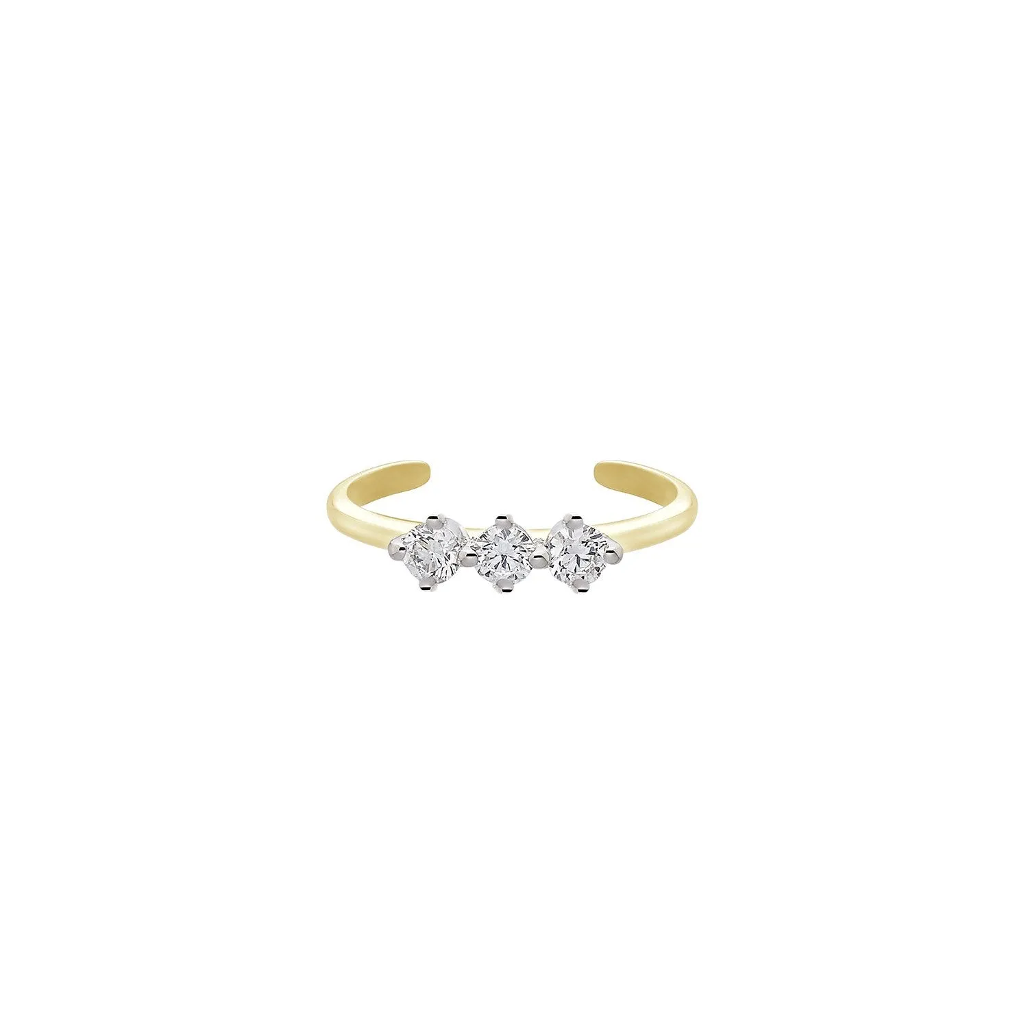 Prong Set 3 Diamond Toe Ring ( 2 Colors)