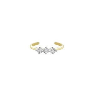 Prong Set 3 Diamond Toe Ring ( 2 Colors)