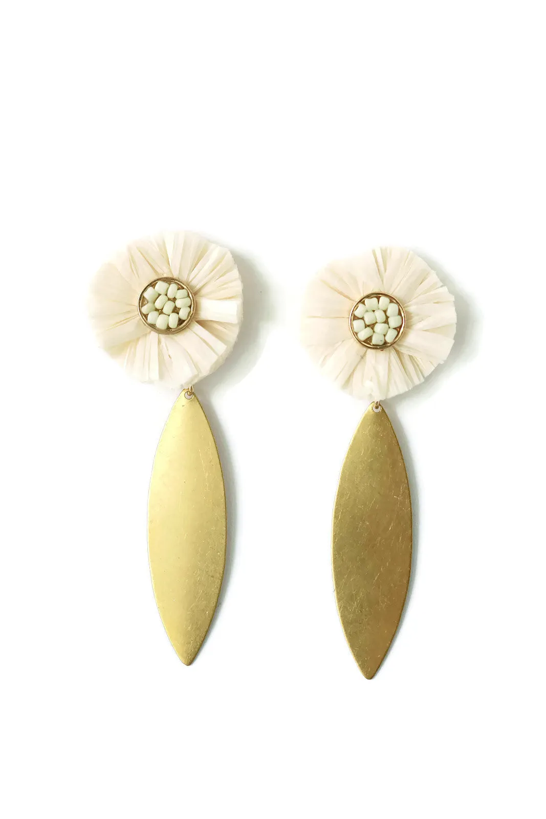 Rachel Raffia Marquise Brass Earrings