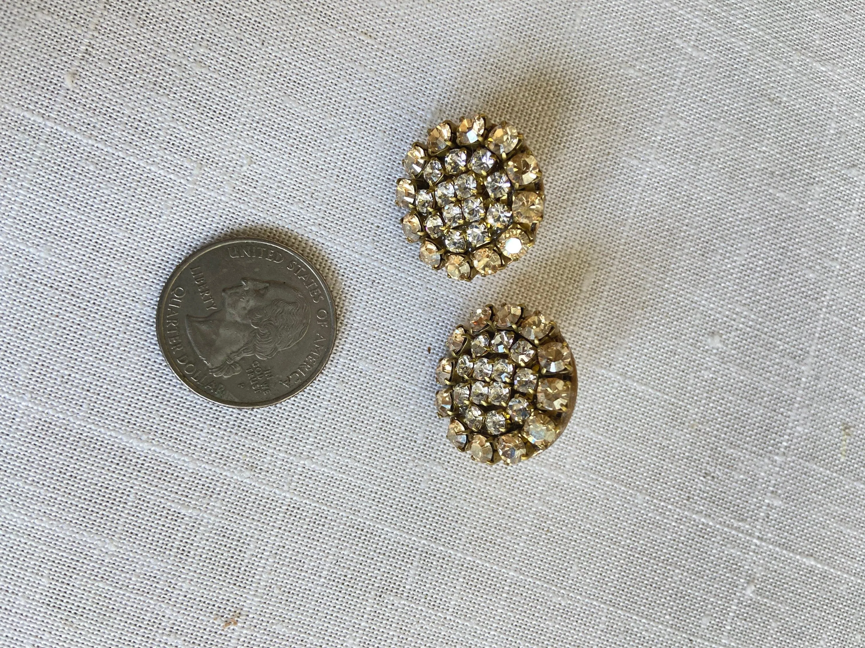 Rhinestone Earrings in Light Golden