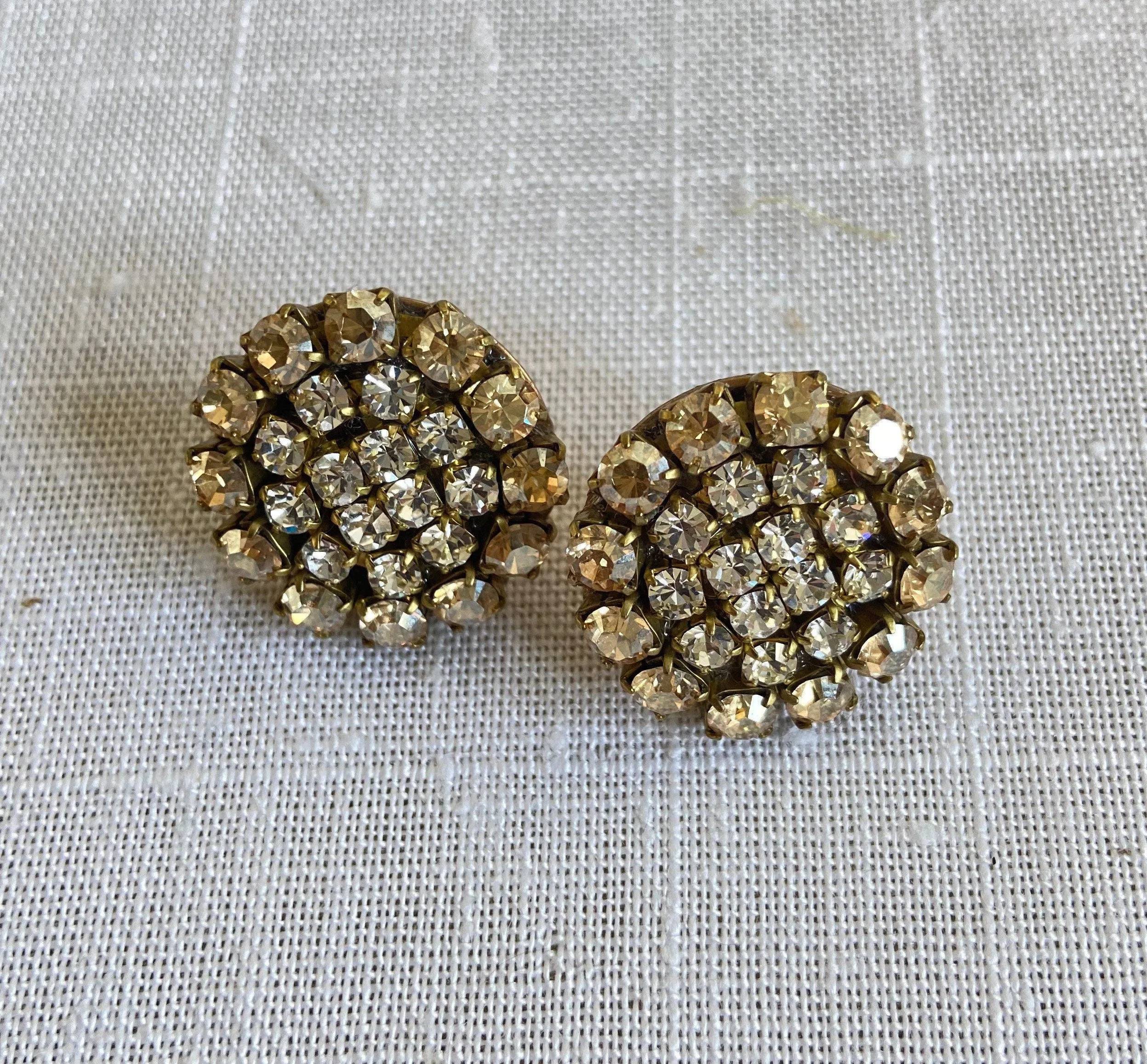 Rhinestone Earrings in Light Golden