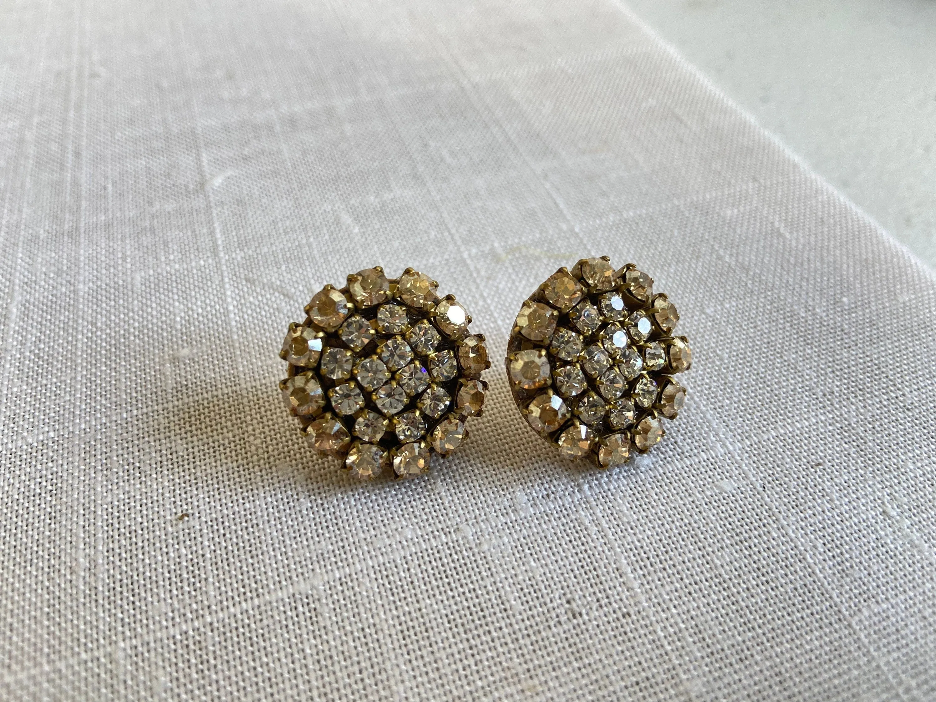 Rhinestone Earrings in Light Golden