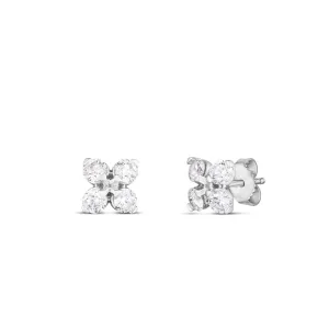 Roberto Coin Diamond Flower 18K White Gold Diamond Stud Earrings