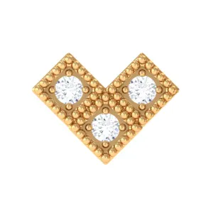 Round Diamond Gold Beaded V Shape Earring