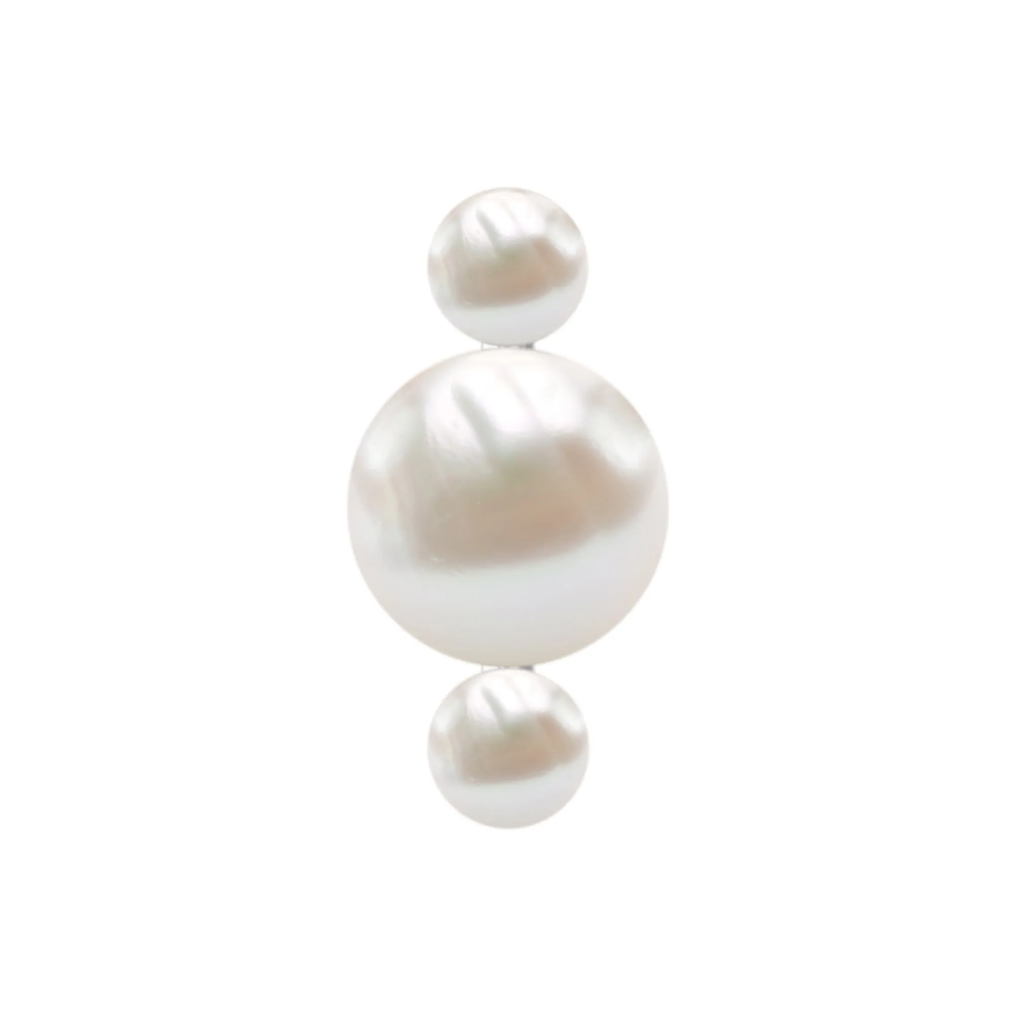 Round Freshwater Pearl Three Stone Cartilage Earring