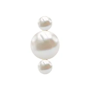 Round Freshwater Pearl Three Stone Cartilage Earring