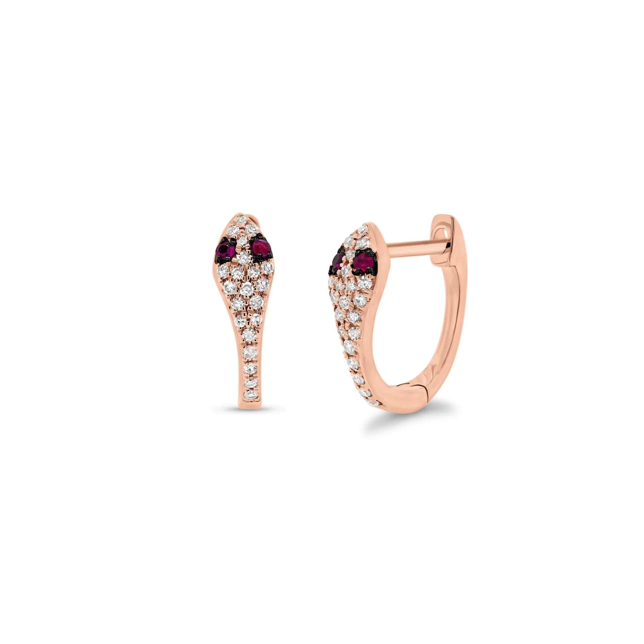 Ruby & Diamond Serpent Huggie Earrings