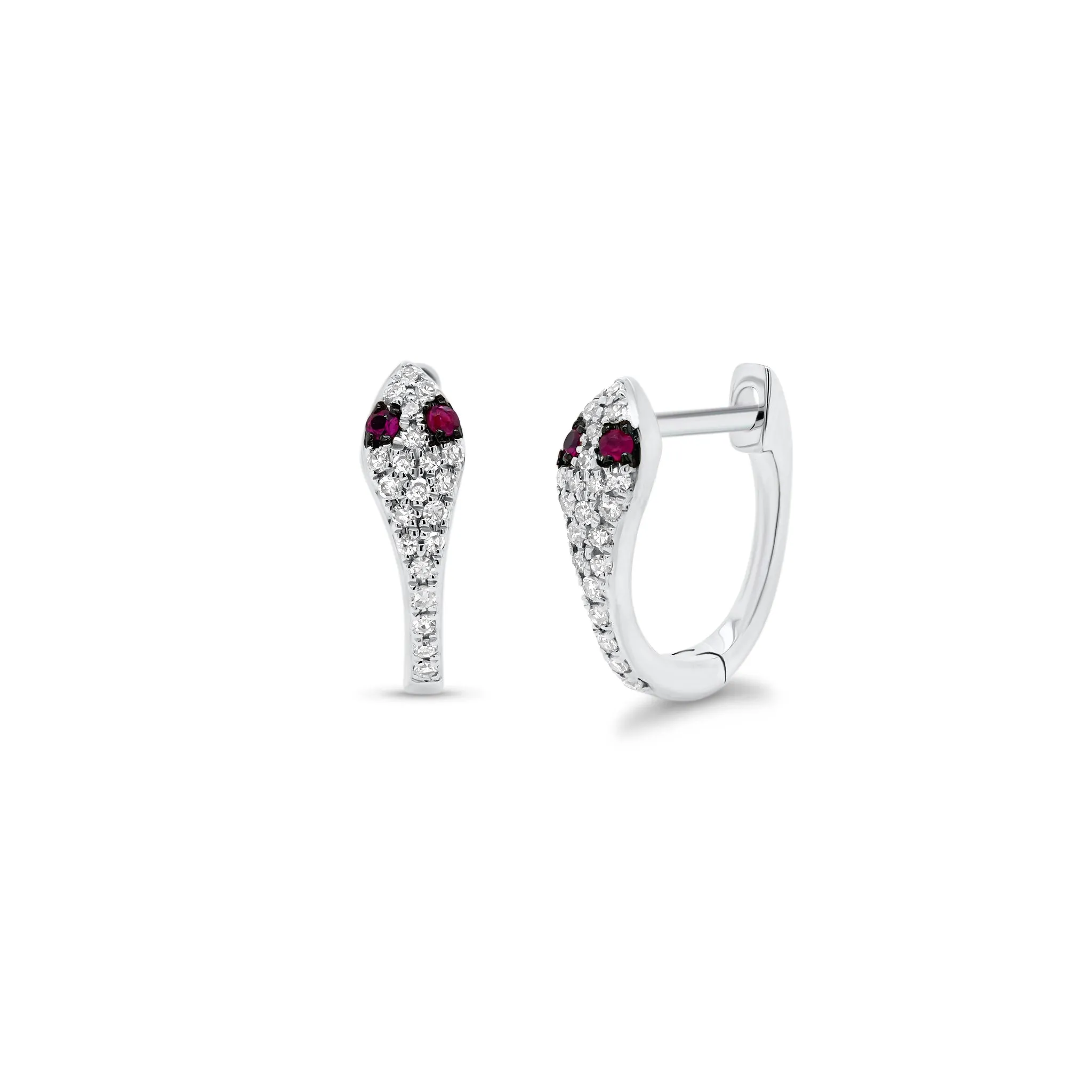 Ruby & Diamond Serpent Huggie Earrings