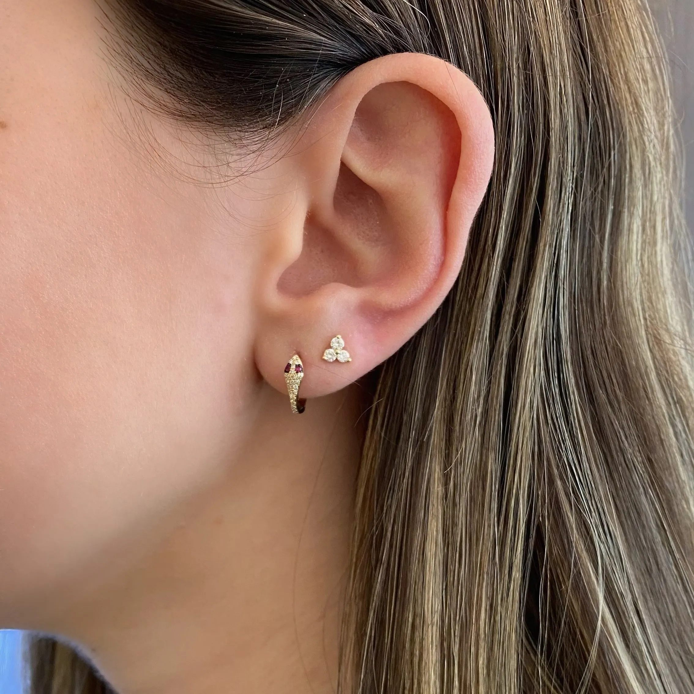 Ruby & Diamond Serpent Huggie Earrings
