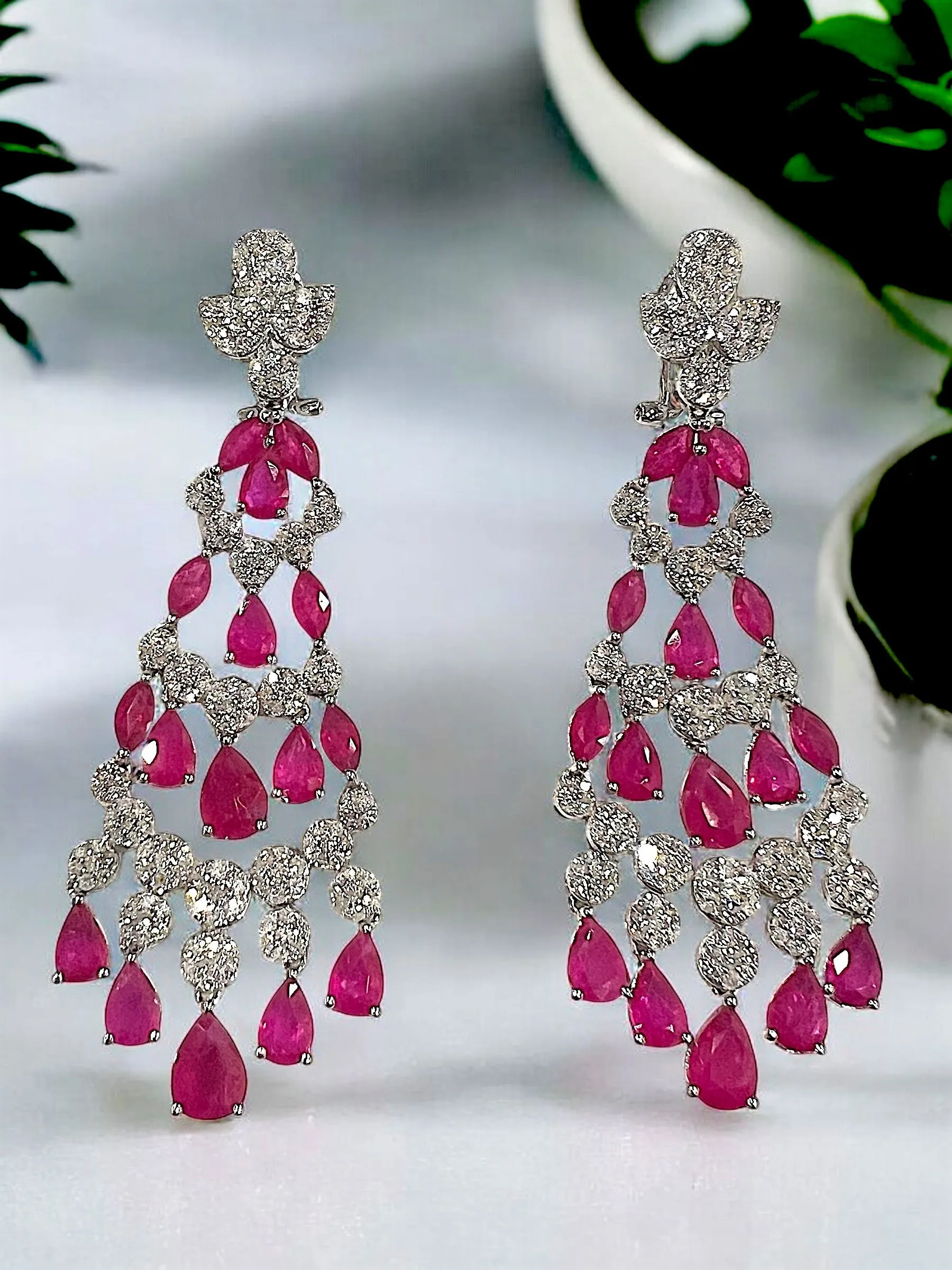 Ruby and Diamond chandelier earrings