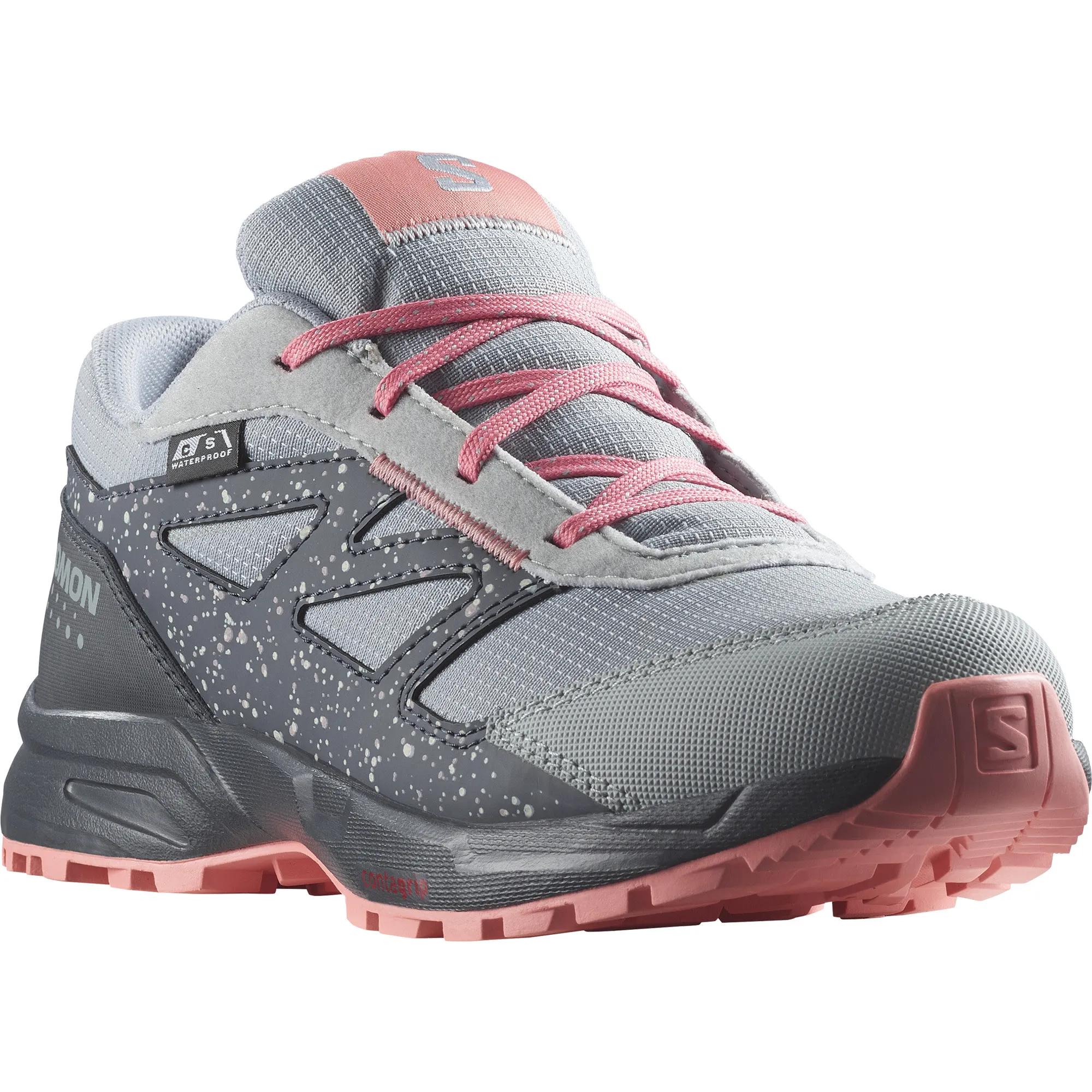 Salomon Juniors&#x27; Outway ClimaSalomon Waterproof Quarry/Ebony/Peach Amber | Buy Salomon Juniors&#x27; Outway ClimaSalomon Waterproof Quarry/Ebony/Peach Amber here | Outnorth