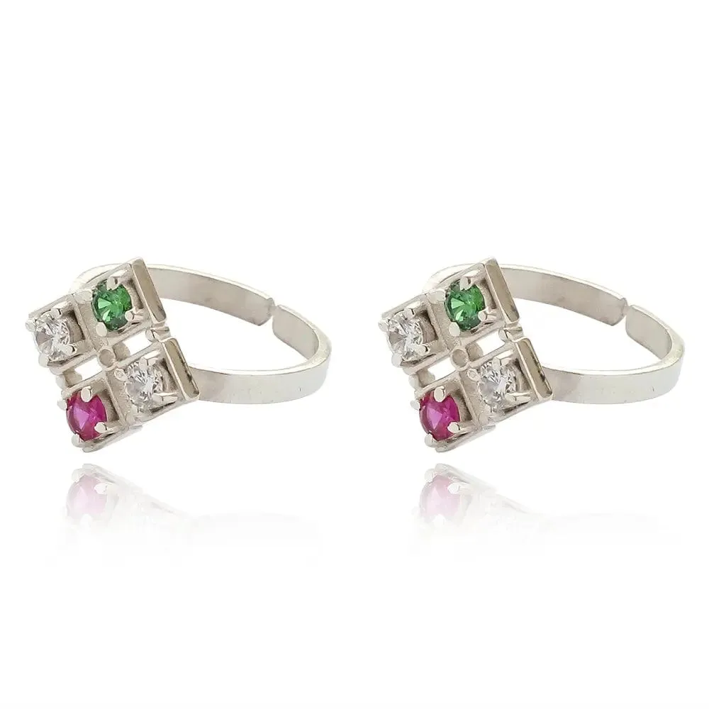 Silver 92.5 Diamond Zircon Toe Ring