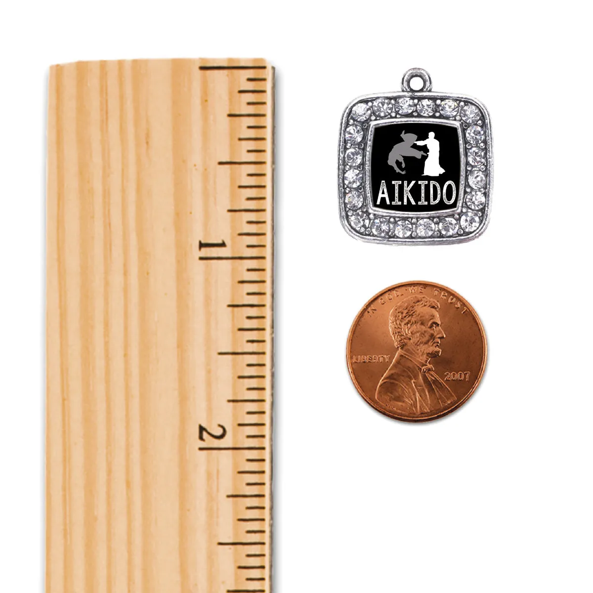 Silver Aikido Square Charm Toggle Bracelet