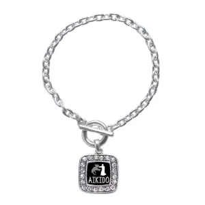 Silver Aikido Square Charm Toggle Bracelet