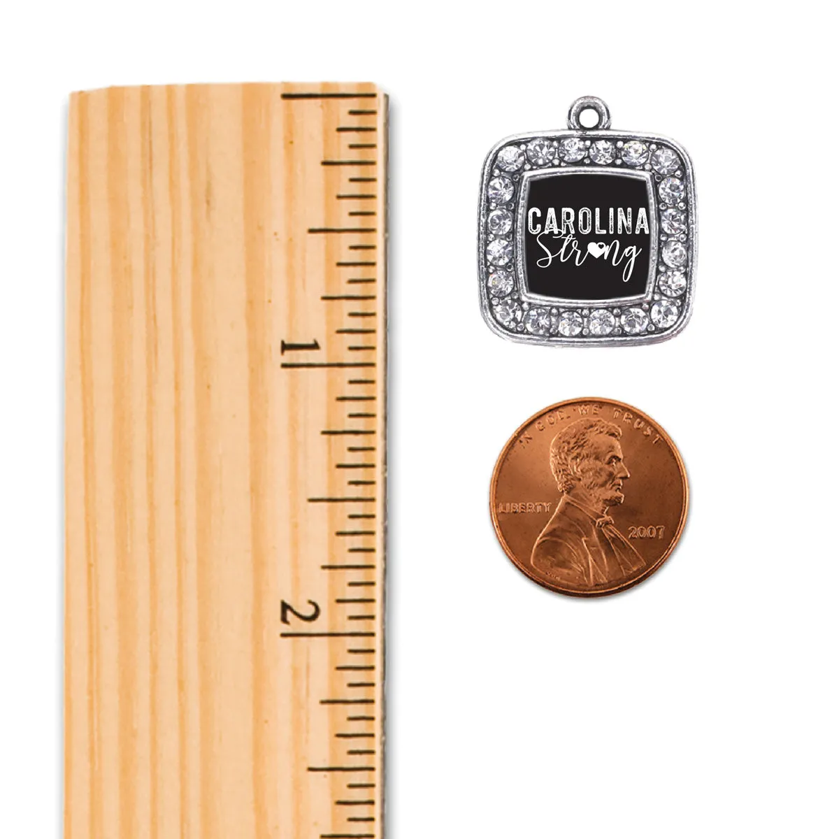 Silver Carolina Strong Square Charm Braided Bracelet