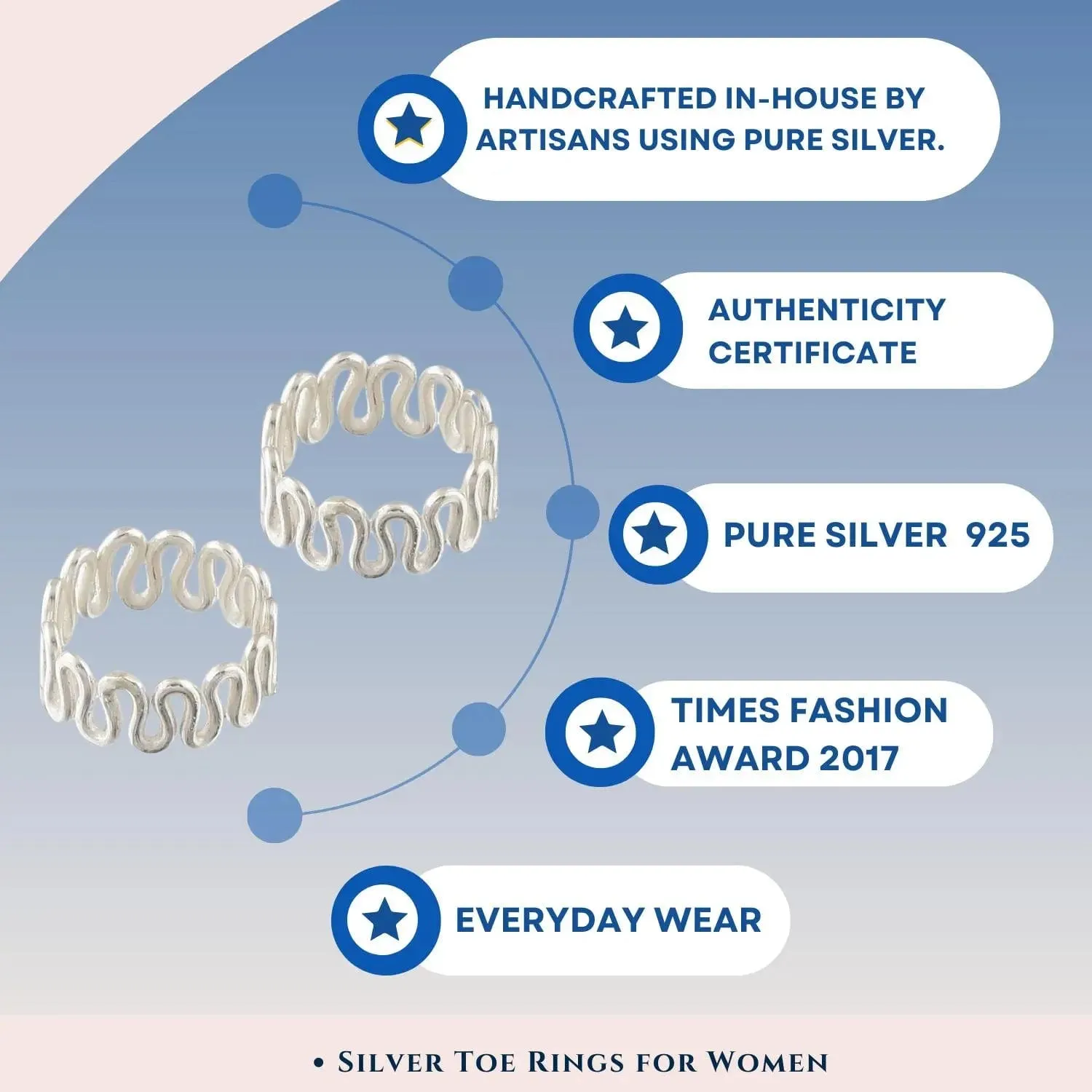 Silver Cursive Toe Ring (Pair)