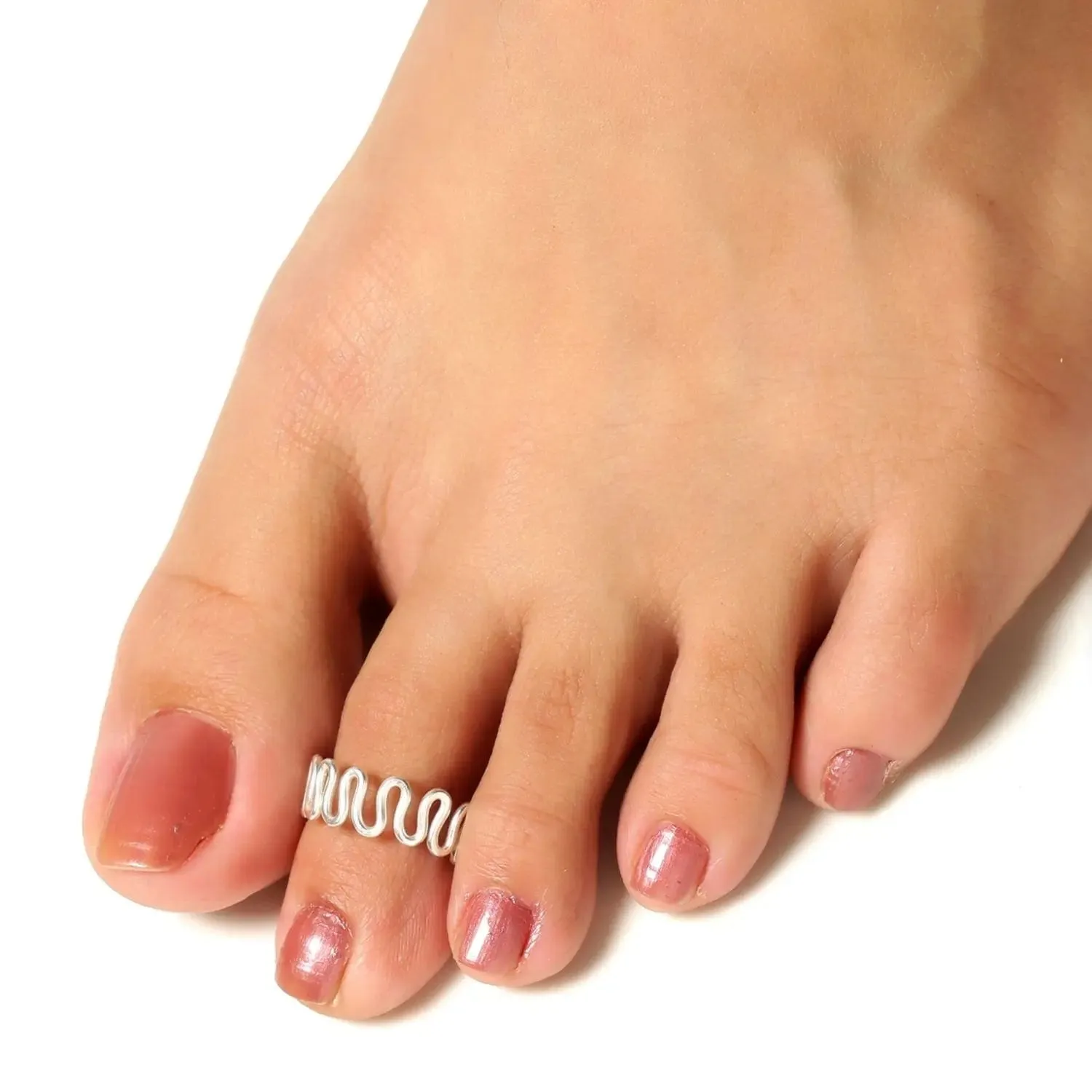 Silver Cursive Toe Ring (Pair)