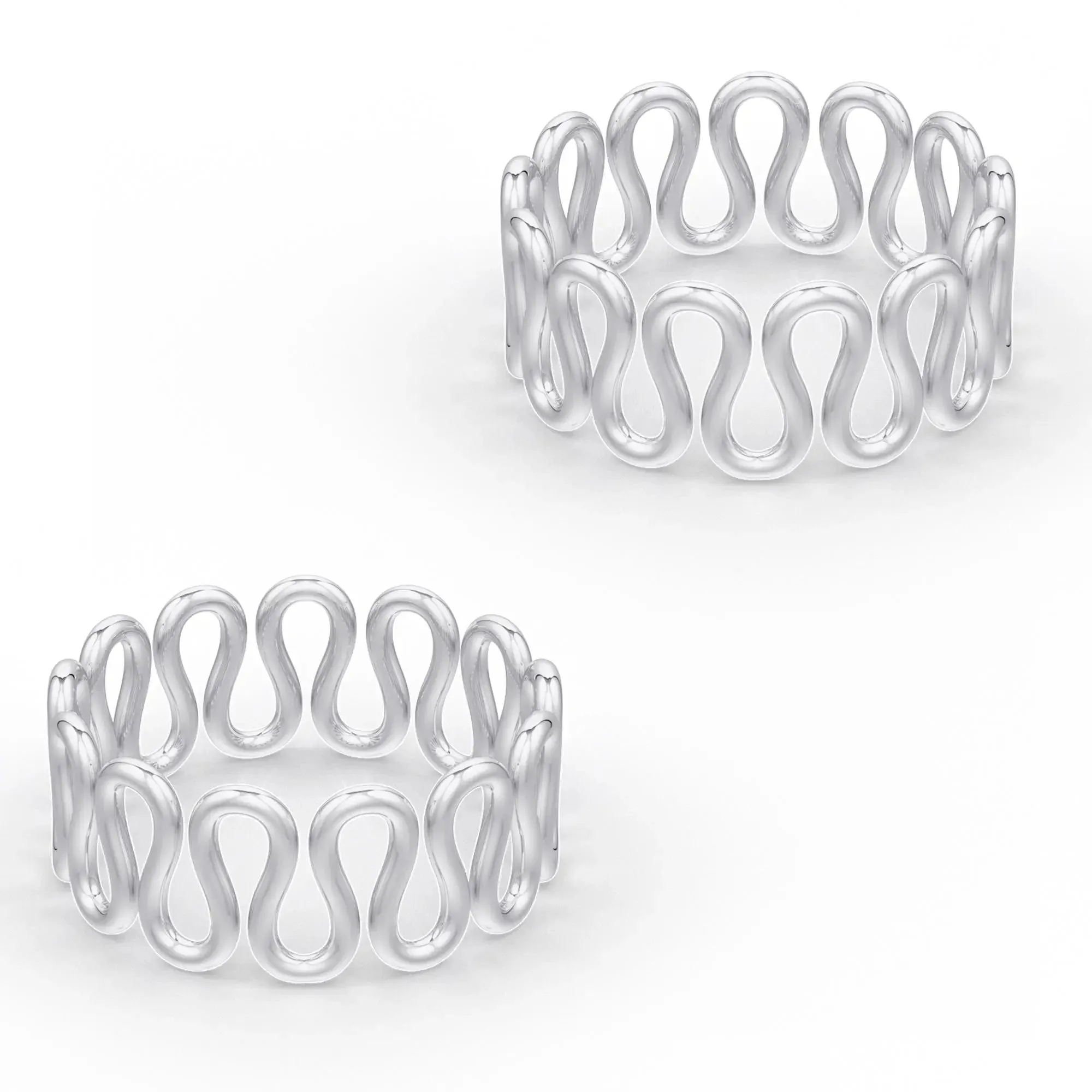 Silver Cursive Toe Ring (Pair)