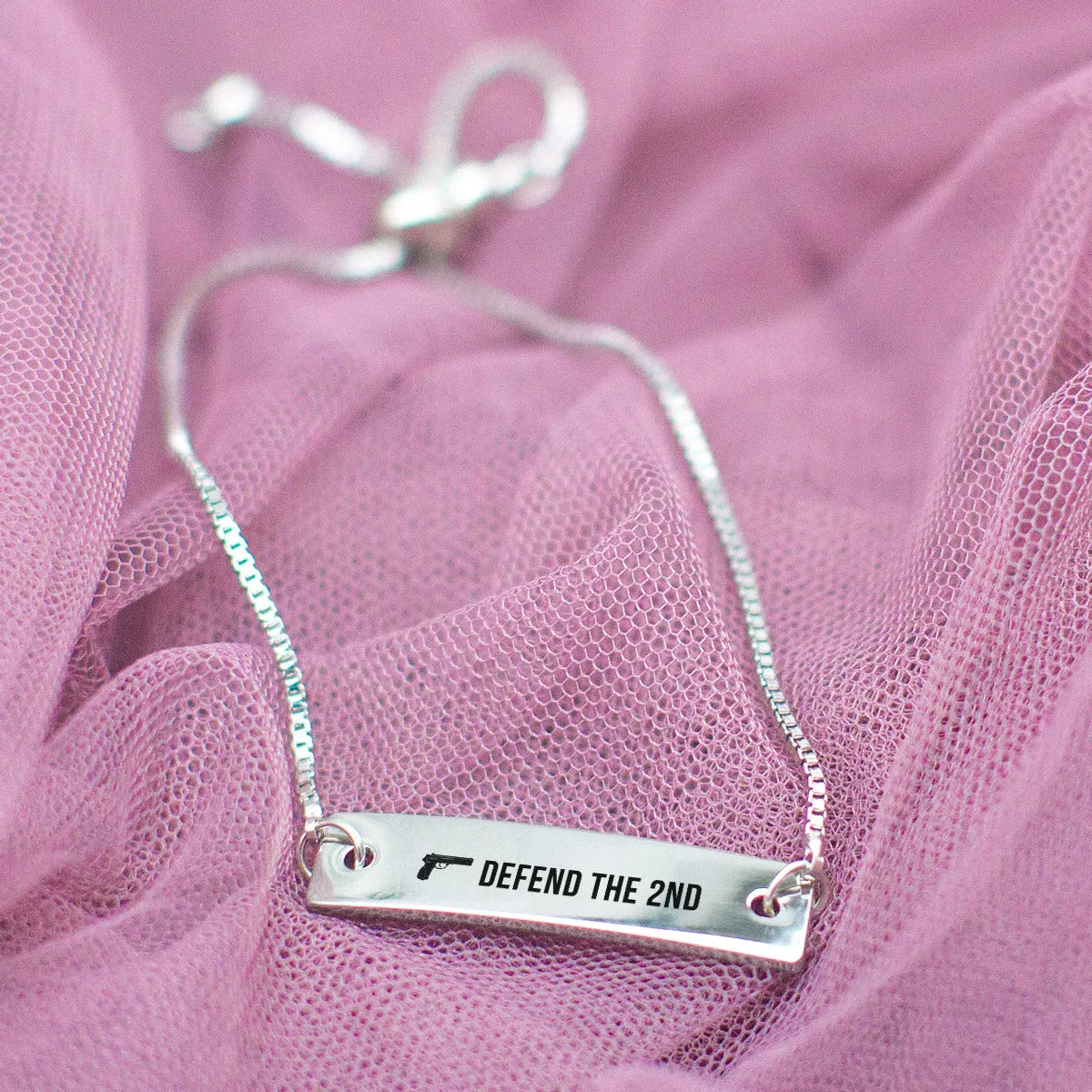Silver Defend the 2nd Adjustable Bar Bracelet