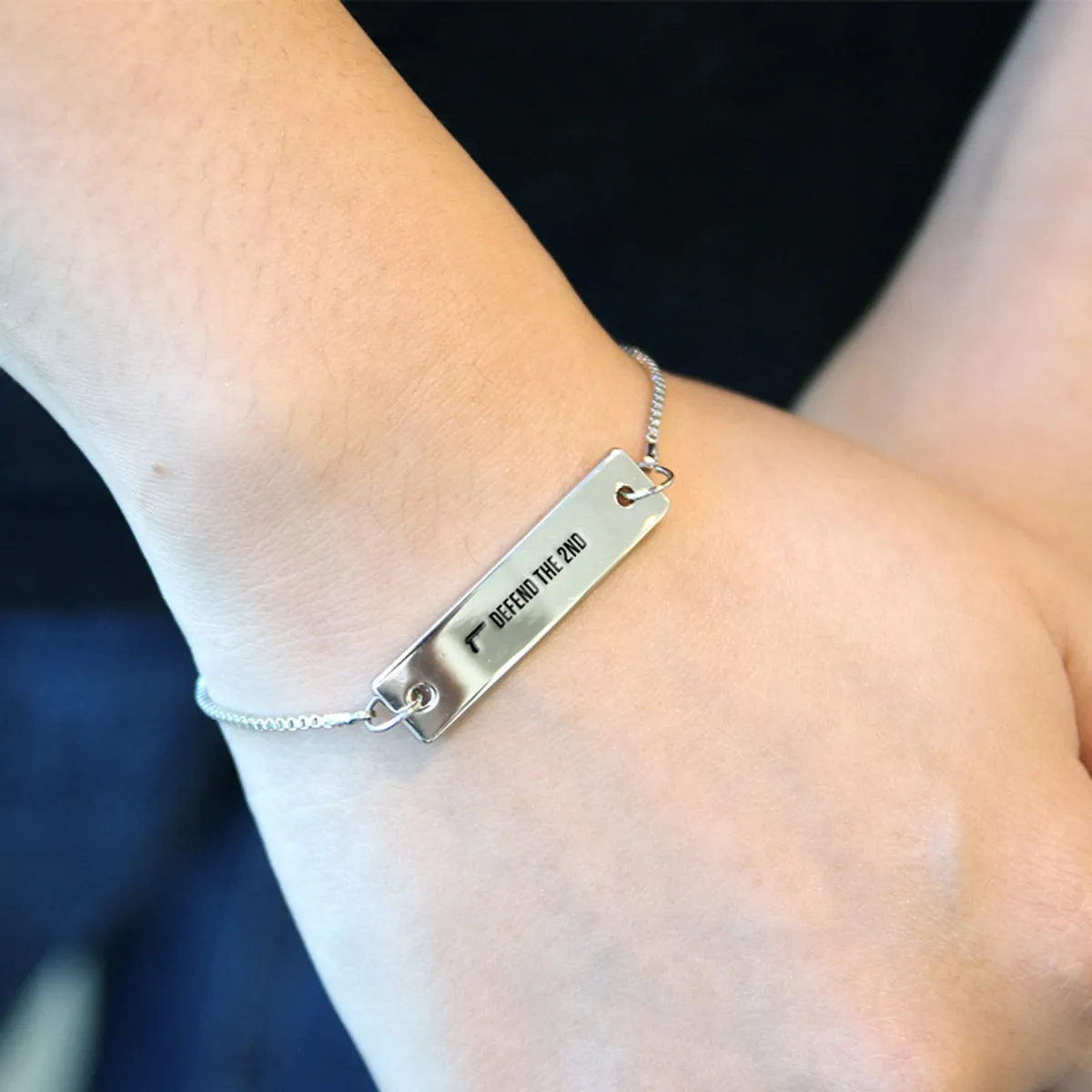 Silver Defend the 2nd Adjustable Bar Bracelet