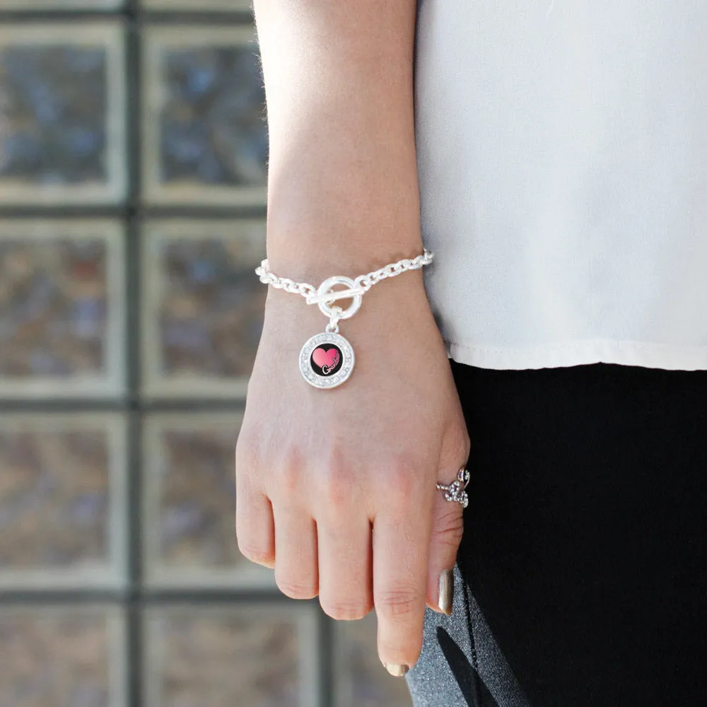Silver Grandma Circle Charm Toggle Bracelet