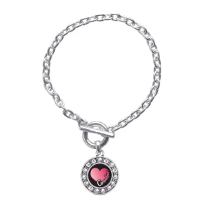 Silver Grandma Circle Charm Toggle Bracelet
