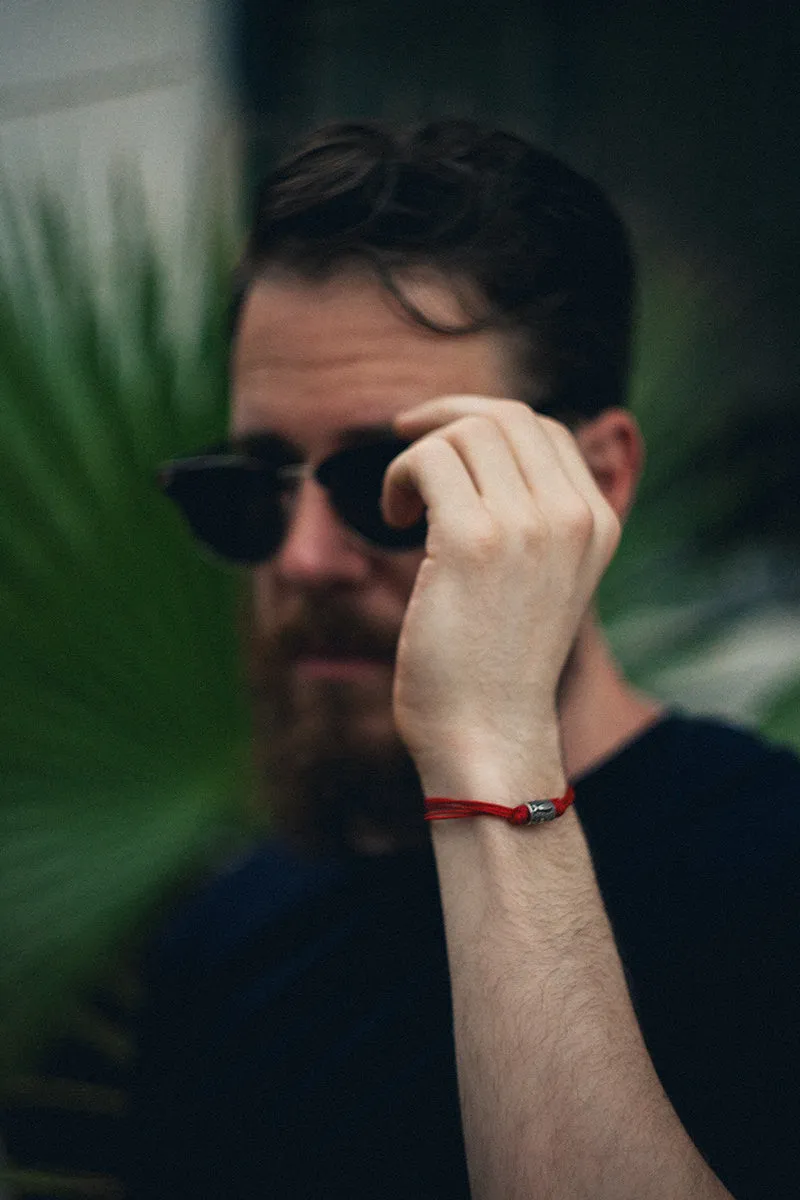Silver Hamsa bracelet for men, red string, Kabbalah jewelry, evil eye protection