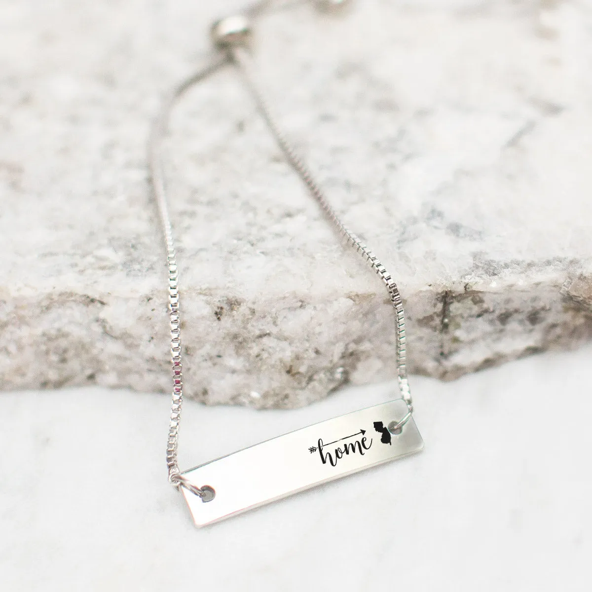 Silver Home is New Jersey Adjustable Bar Bracelet