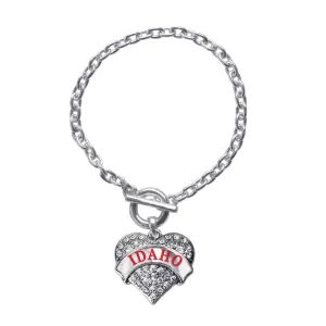 Silver Idaho Pave Heart Charm Toggle Bracelet