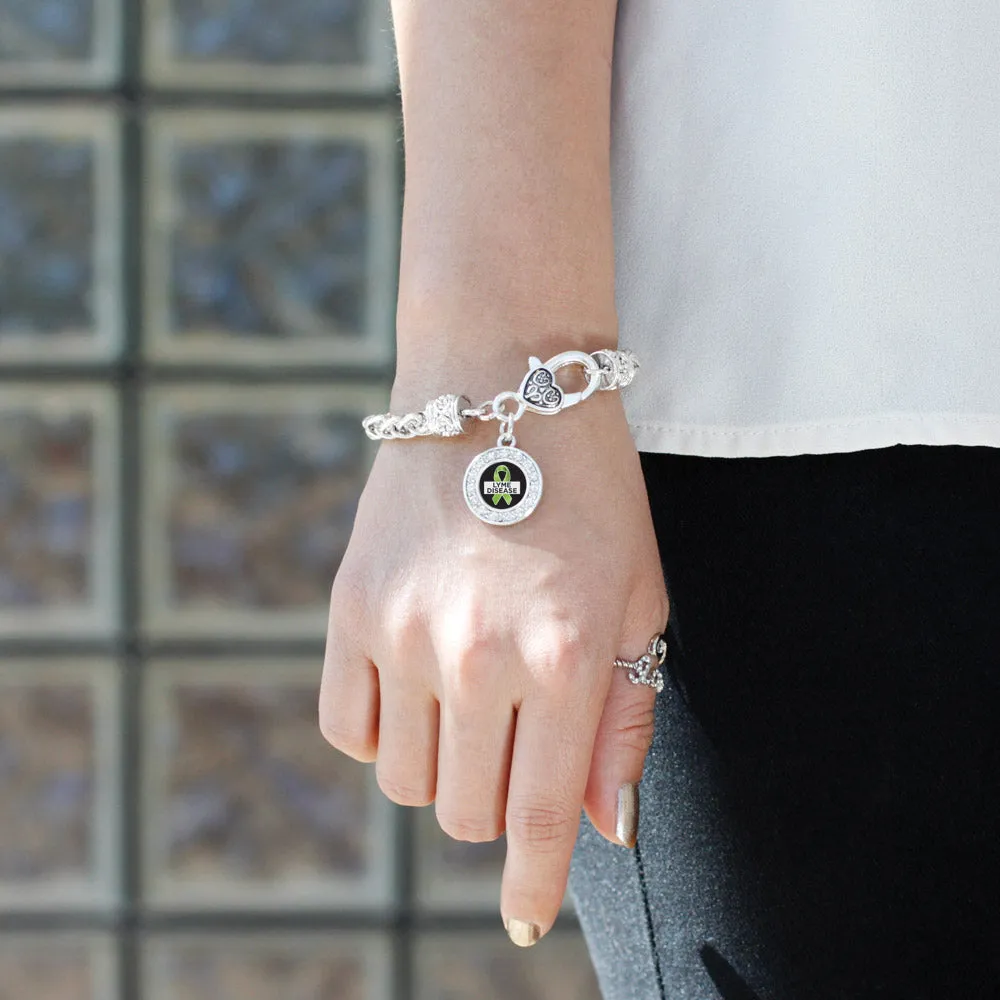 Silver Lyme Disease Support and Awareness Circle Charm Braided Bracelet